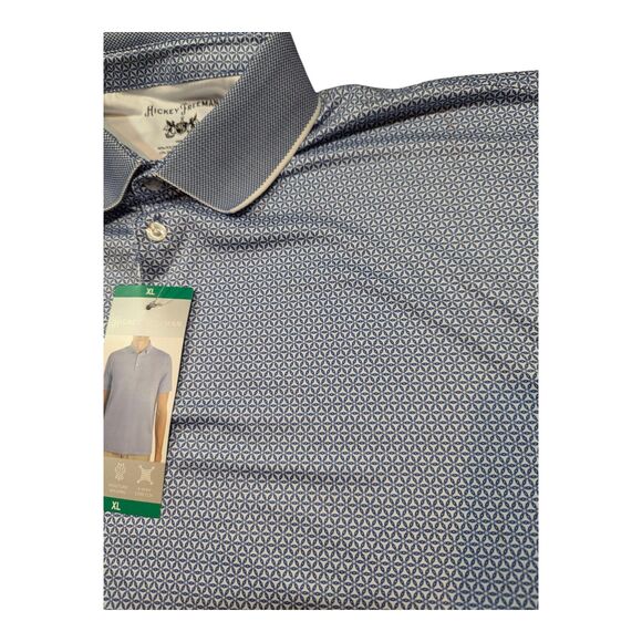Hickey Freeman Golf Polo Shirt Mens XL Blue Geometric Print Short Sleeve NEW - Picture 6 of 8